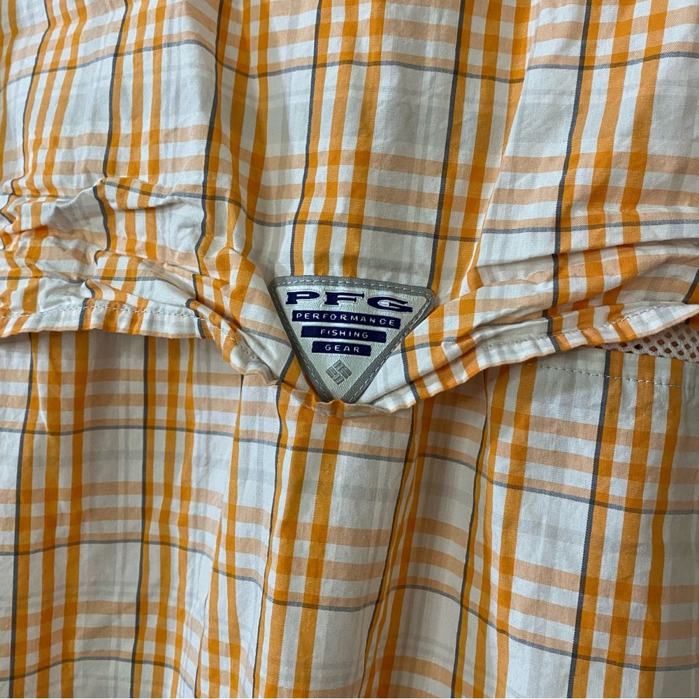Columbia PFG Tennessee Volunteers Mens XL Plaid Polo Fishing Orange White - Picture 12 of 12